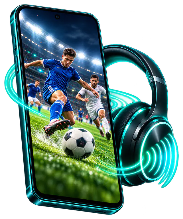 HD sports stream with clear audio on a phone