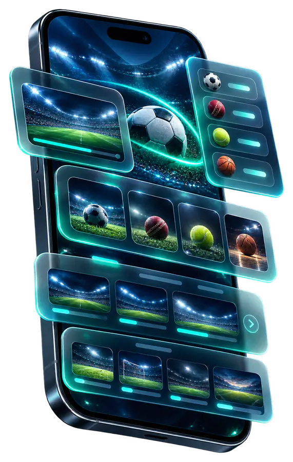 Redesigned glass interface of Sportzfy
