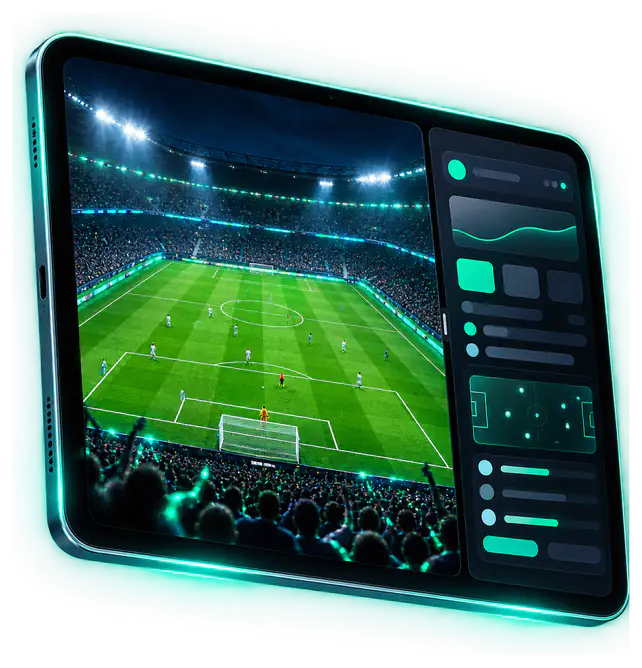 Sports website in landscape on an iPad